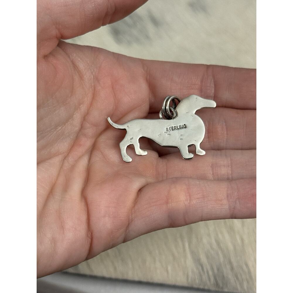 Sterling Silver Red Coral Hound Hot Dog Pendant FIGURAL Animal Paw 925 - Picture 5 of 9